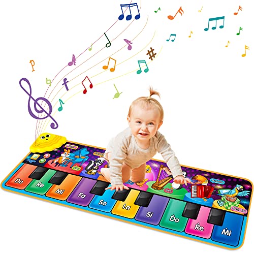 Floor Piano Mat, Musical Educational Keyboard Playmat for Kids Aged 1 2 3+ | Musical Animal Touch Play Toy & Dancing Mat, 25 Music Sounds Sensory Educational Toy, Ideal Gifts for Ages 1-3+ Boys Girls