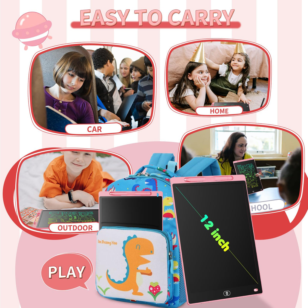 [2 Pack] Genialba LCD Writing Tablet 8.5-Inch Colorful Doodle Board, Toddler Learning Educational Toys Gifts for 3-8 Years Old Girls and Boys, Electronic Drawing Pad for Kids (Pink&Blue)