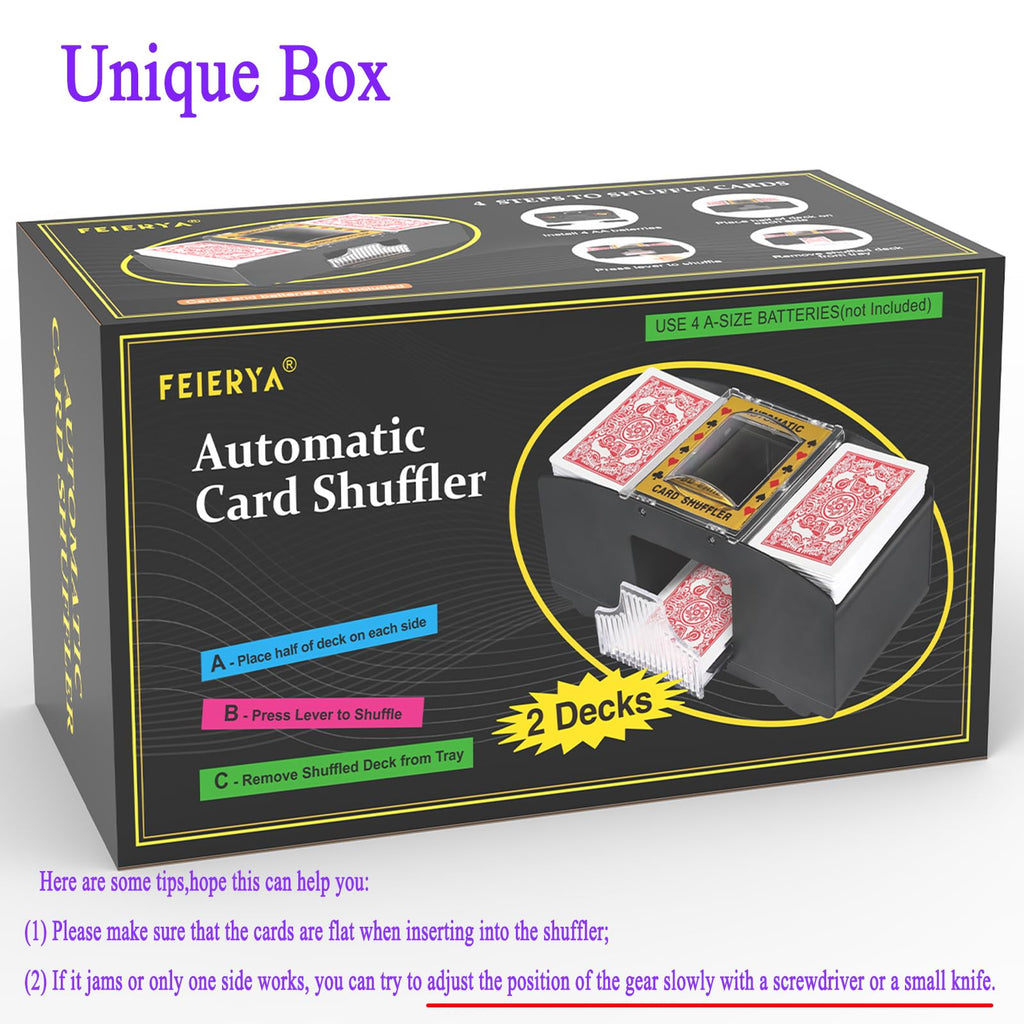 FEIERYA Automatic Card Shuffler 1/2/4/6 Decks | Battery-Operated Electric Playing Card Shuffler for Home Card Game,Board Game Nights,Poker,Travel