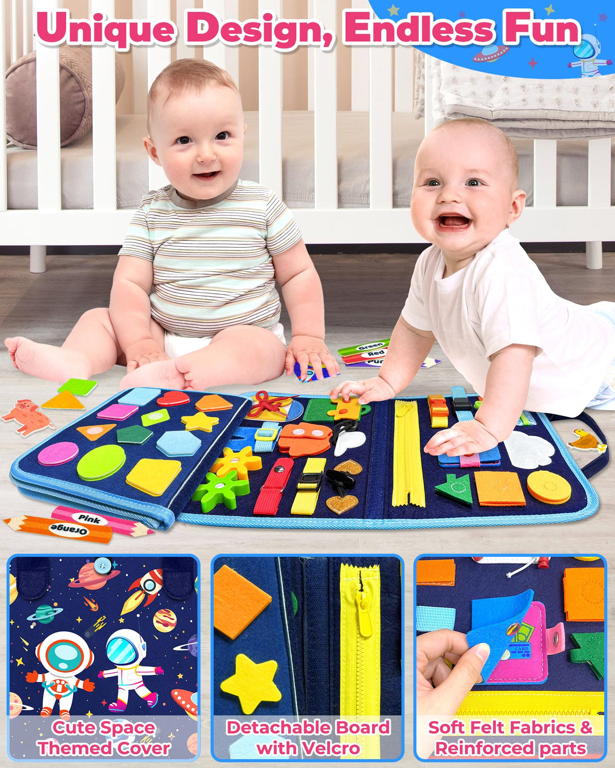 Gojmzo Busy Board Montessori Toys for Toddler Boy Girl Gifts Busy Book | Sensory Toys, Airplane Car Travel Toy, Learning Educational Toys, Activity Book, Toddler Activities, Fine Motor Skills