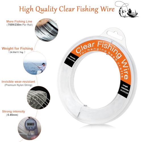 Fishing Line Wire, Clear Monofilament Fishing Line Wire, Nylon Clear Invisible String for Fishing and Hanging Balloons Garland Crafts Decorations WUINOID