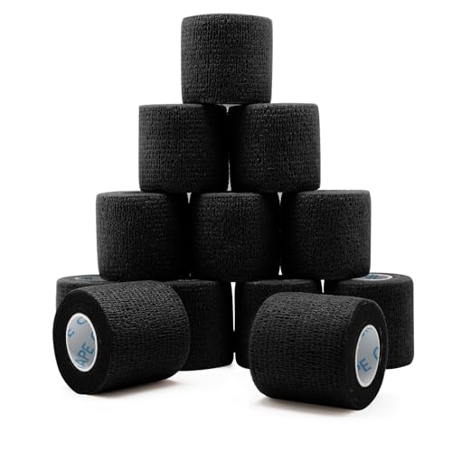 OK TAPE 12 Rolls Self Adhesive Bandage Wrap, Cohesive Elastic Athletic Tape