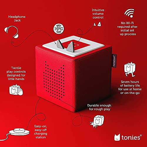 Toniebox 1 Audio Player Starter Set with Playtime Puppy - Listen, Learn, and Play with One Huggable Little Box - Red