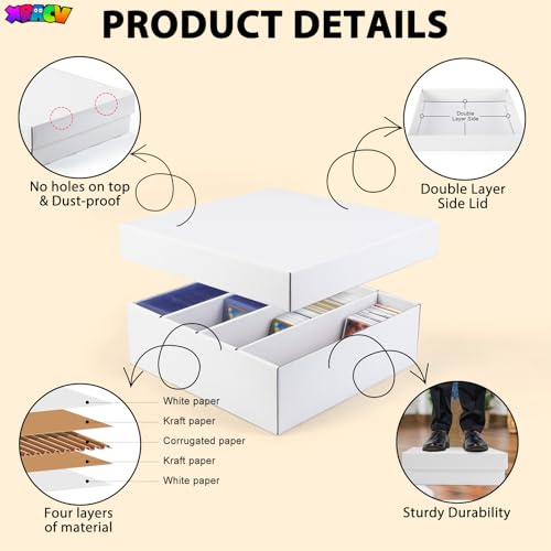 5-Pack Toploader Trading Card Storage Box, 4 Row 3200 Count Cardboard Box | Storage Box for Basketball/MTG/TCG/Sports/Game Cards Organizer and Collection (White)