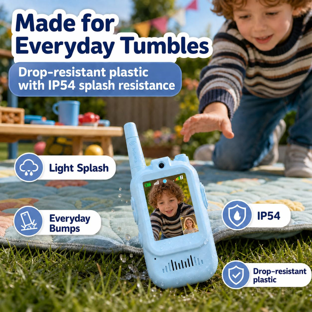 Video Walkie Talkies for Kids, 2 Pack Rechargeable with Screen | No WiFi Auto Pairing, Voice Changer | Indoor Outdoor Toys for Camping & Birthday Gifts for Boys Girls Ages 3-12, 500m Range