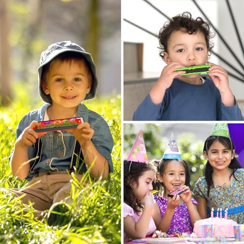 35 Pcs Harmonica for Kids 16 Holes Musical Instrument, Return Gift Cartoon Double Row Harmonica Bulk Toy for 3 Years + Kids Party Favors Goodie Bags Stuffers & Operation Christmas Child Items