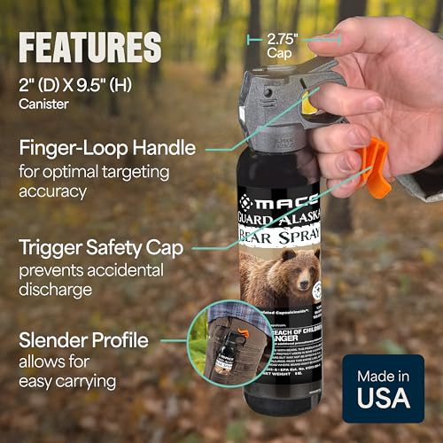 Mace Bear Spray - Guard Alaska Bear Deterrent Self Defense Spray, EPA Registered, 9 oz, Max Strength 20% OC, Great for Hiking, Camping, Hunting