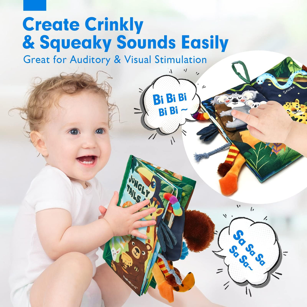 hahaland Baby Books 0-6 Months,Infant Tummy Time Toy Sensory Toys | 6 to 12 Months Touch Feel Book Travel Toy Gifts for Boy Girl 0-3 Month Baby Shower Birthday Easter Basket Stuffers 1PCS
