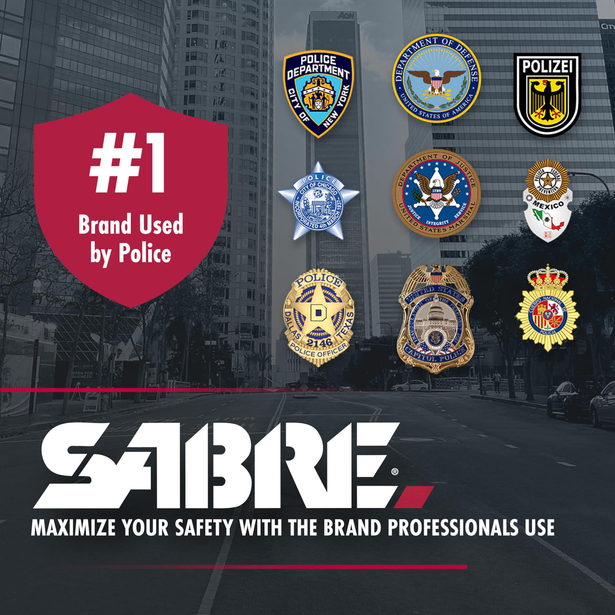 Sabre Compact 3‑in‑1 Pepper Spray, Tear Gas & UV Marking Dye Defense Spray - Maximum Police Strength OC Spray, Up to 16-ft Range, 13 Second Spray Time, Twist Lock Safety with Belt Clip, 0.75 fl oz