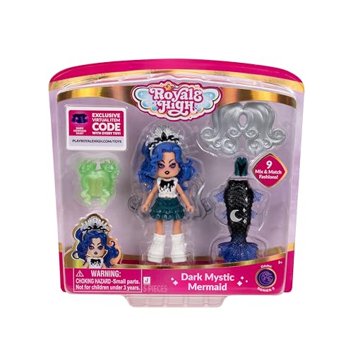 Royale High 3” Dark Mystic Mermaid Fashion Doll - 1 Figure with 9 Fashion Accessories - Virtual Item Code Included - Series 3 - Ages 5+