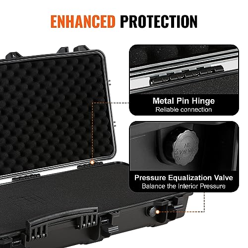 VEVOR Rifle Case, Rifle Hard Case with 4 Layers Fully-protective Foams, Lockable Hard Gun Case with Wheels, IP67 Waterproof & Crushproof, for Rifles or Shotguns
