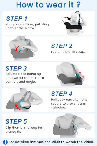 Velpeau Medical Arm Sling Shoulder Immobilizer for Women and Men, Black L