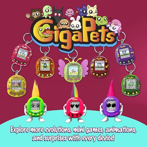 Giga Pets Interactive Digital Pet Toy, Boys & Girls, Unicorn, Ages 6+ | Virtual Pets for Boys and Girls Toy, 600+ Animations, App-Free Activities for Travel and Nostalgic 90s-Inspired Gifting