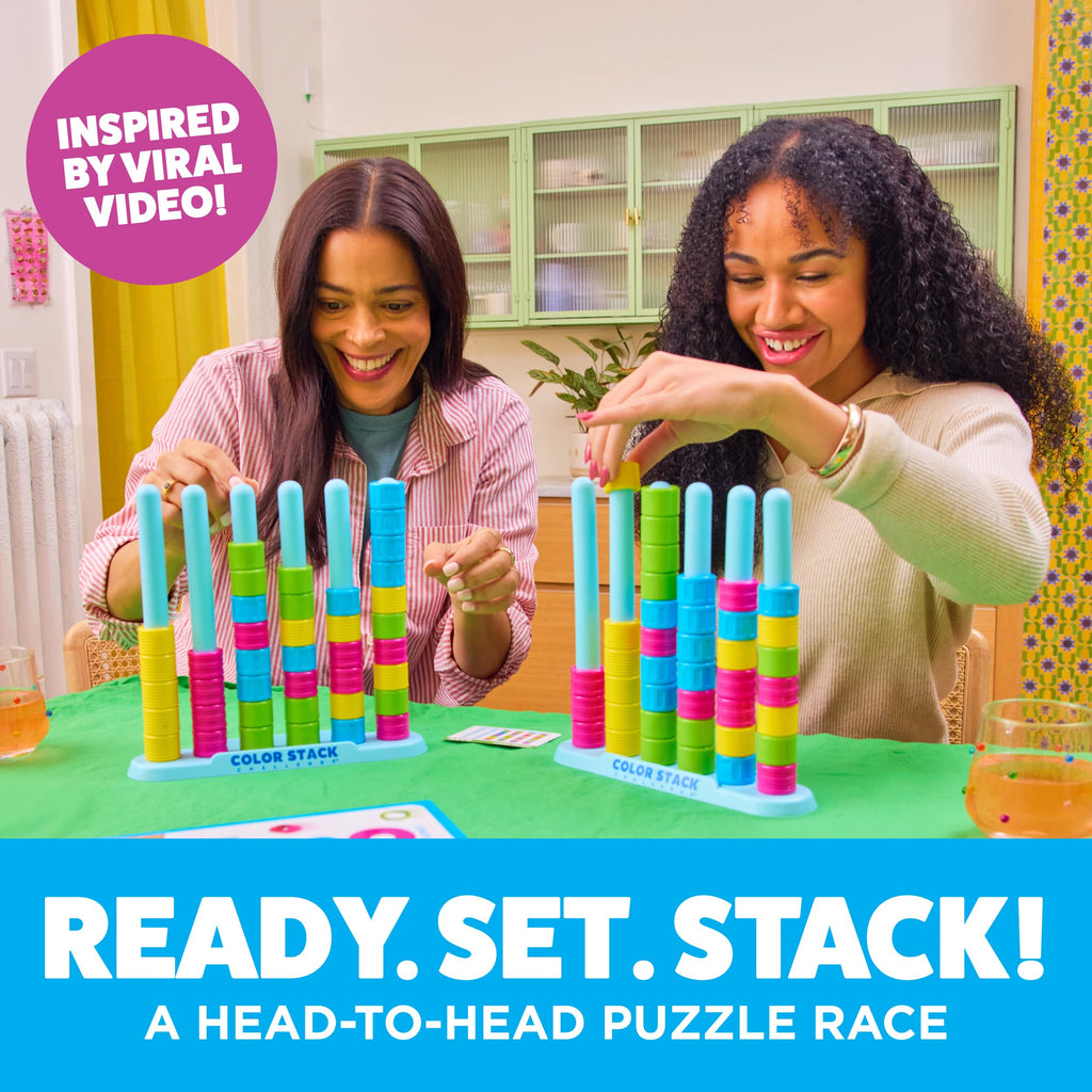 Color Stack Challenge, Color Matching Game by Relatable | Fast Paced Fall Festival Games for Family Game Night, Includes 2 Racks, 50 Cards, 80 Rings