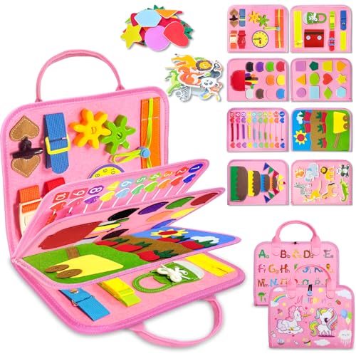 Exorany Busy Board Montessori Toys for Toddler Girl Birthday Gift Busy Book | Airplane Car Travel Toy, Learning Educational Toys, Activity Book, Toddler Activities, Sensory Toys, Fine Motor Skills