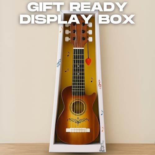 23" Acoustic Guitar, Kids 6 String Toy Guitar - Realistic Steel Strings - Beginner Practice First Musical Instrument for Children, Toddlers (Brown)