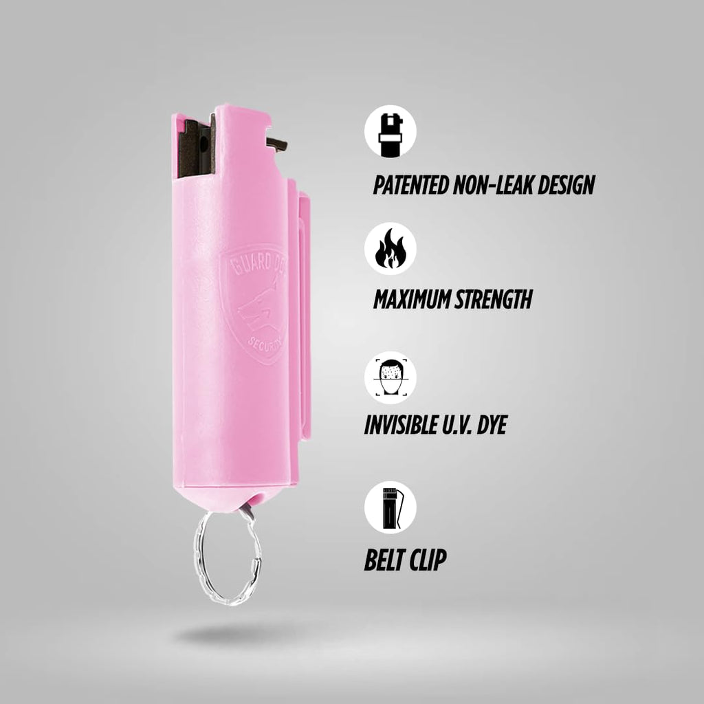Guard Dog Security Quick Action Pepper Spray Self Defense Keychain, Maximum Strength 1.44 MC, OC Spray, 16-Foot Range, Twist-Lock Safety, Belt Clip for Easy Carry for Women and Men, Made in USA