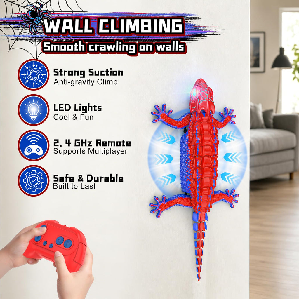 Loueouv RC Wall Climbing Gecko, Rechargeable Remote Control Robot for Kids | 360° Rotating RC Stunt Car with Light, Wall Crawler Lizard Toys for 3-12 Year Old Boys Girls Kids Toys