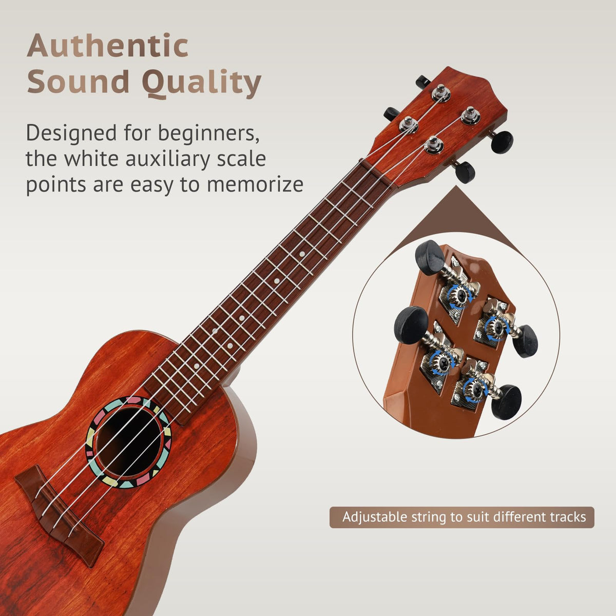 Raimy 21in Kids Ukulele Guitar Toys for 3 4 5 6 7+ Year Old Boys Girls | Simulated Sound Quality, Music Instruments Learning Education, Beginner Birthday Gift, Easy to Play and Strum (Brown)