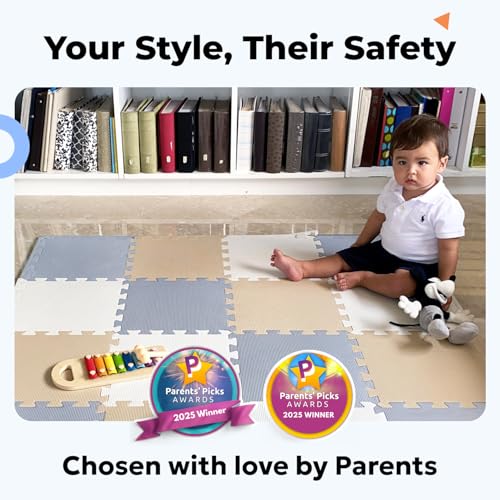 MioTetto Baby Play Mat, Soft Foam Floor Tiles for Kids. Adjustable Interlocking Foam Tiles, Fits with 50x50 Playpen Baby mat for Crawling & Development, Safe & Non-Toxic Playmat for Babies 6-12 Months