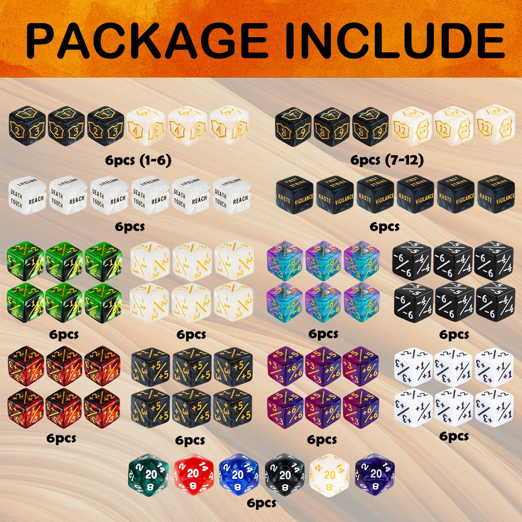 78 Pieces MTG Dice Counters Bulk Life Keyword Counter Dice Set Plus 1/+1 Buff Ability Tokens for MTG, TCG, Cards Gaming Accessories