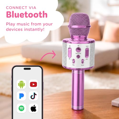 Move2Play, Kids Karaoke Microphone | Includes Pre-Loaded Songs & Bluetooth | Kids Birthday Party Gift | Toy for All Ages 2, 3, 4, 5, 6+ Year Old Girls, Boys & Toddlers