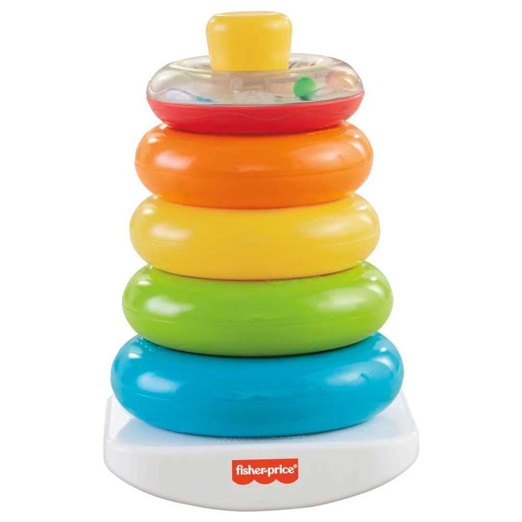 Fisher-Price Baby’s First Blocks & Rock-a-Stack Toy Set | Bucket of 10 Shapes, Ring Stacking Activity, For Infants & Toddlers Ages 6+ Months (Amazon Exclusive)