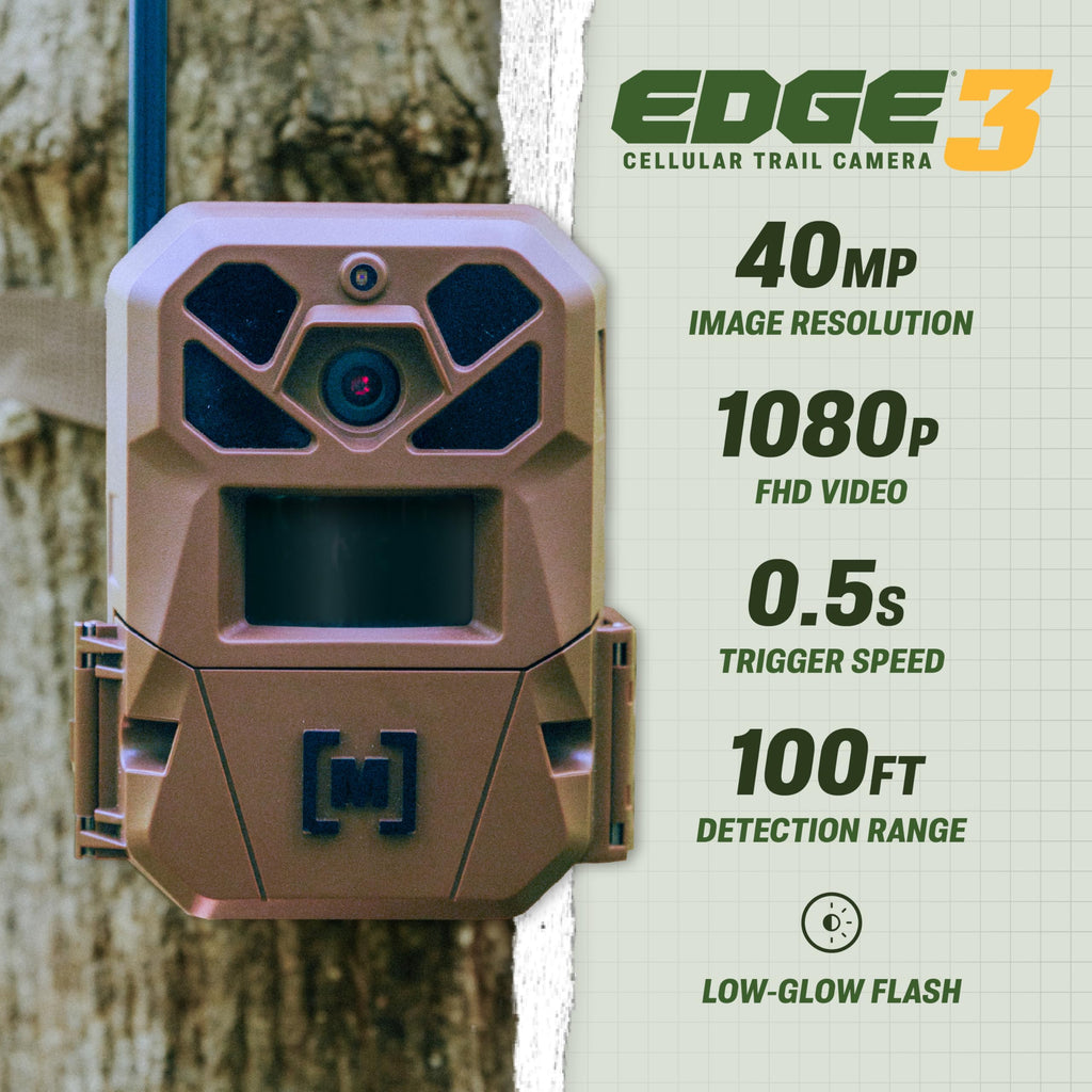 Moultrie Edge 3 Cellular Trail Camera - 2-Pack, 40MP, 0.5s Trigger | Scout from Anywhere, HD photos via Mobile app, 1080p video, multi-carrier, low-glow flash, GPS, Two Pack