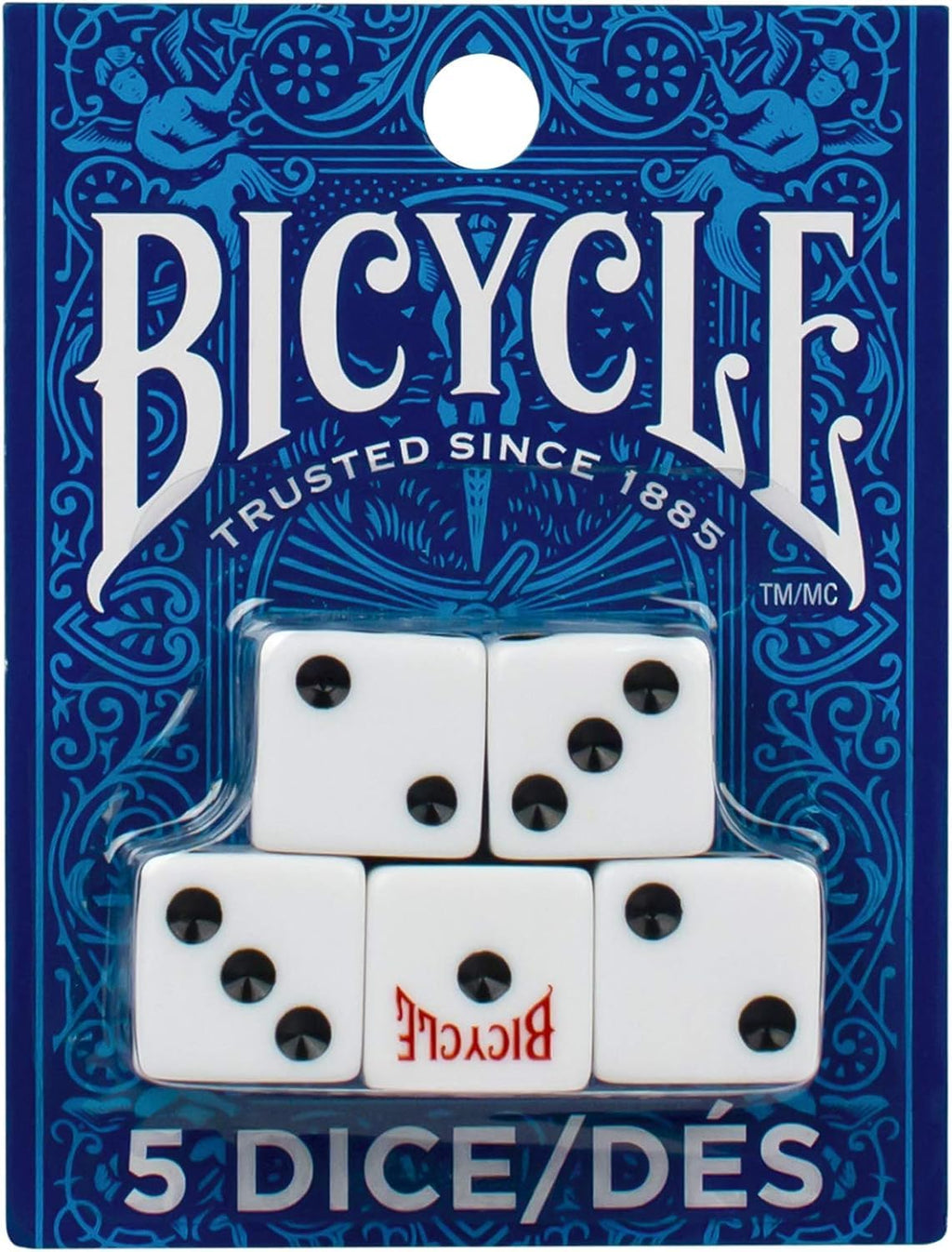 Bicycle 5 Dice Set Six Sided D6 Standard Game White Black 16 mm | Premium quality, Made with recycled and sustainably sourced materials, 5 count