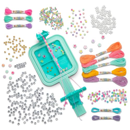 Rainbow Loom Wrap it Loom Bracelet Maker - DIY Friendship Jewelry Kit | Craft 4 styles including macrame and friendship bracelets with 600 alphabet, clay, and flower beads for kids Ages 8+
