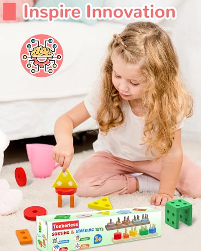 Montessori Toys for 1 2 3 Year Old Boy Girl, Toddler Learning Toys Gifts | Montessori Sensory Toys, Toddler Toy 2-3, Boy Girl Birthday Gifts, Wooden Block, Puzzle, Shape Sorter, Toddler Activities