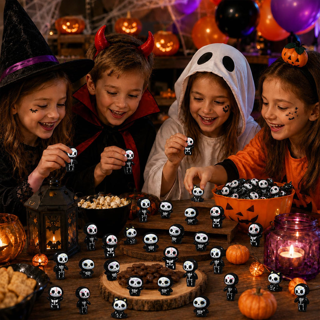 Celltestria 60pcs Halloween Mini Figurines Resin Ghost Toys | Halloween Party Favor Bag Fillers Embellishments Scrapbook Micro Fairy Garden Decor