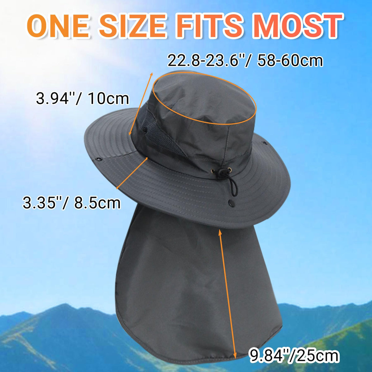 NPQQUAN Sun Hats for Men Women with Neck Flap UPF 50+ UV Protection | Wide Brim Bucket Hat, Water Resistant, Adjustable Size, Detachable Chin Strap, Foldable & Lightweight, Hiking Fishing Hats