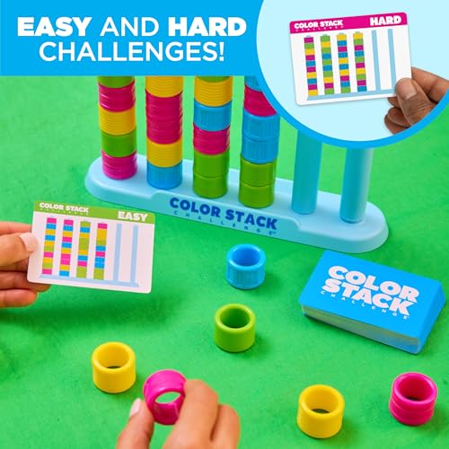 Color Stack Challenge, Color Matching Game by Relatable | Fast Paced Fall Festival Games for Family Game Night, Includes 2 Racks, 50 Cards, 80 Rings