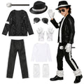 VIIOMUYE Boys Halloween Costume Set 8 Pcs 80s 90s Retro Dance Disco Cosplay | Retro dress up set with fun accessories for Halloween parties stage shows themed play ages 3 to 12 years
