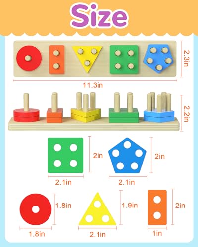 Montessori Toys for 1 2 3 Year Old Boy Girl, Toddler Learning Toys Gifts | Montessori Sensory Toys, Toddler Toy 2-3, Boy Girl Birthday Gifts, Wooden Block, Puzzle, Shape Sorter, Toddler Activities