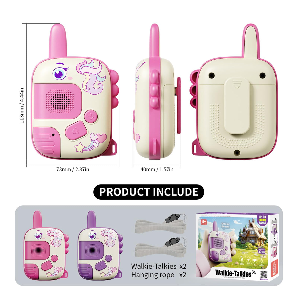 Walkie Talkies Toys for Girls:Unicorn Toys 2 Pack Birthday Gifts for 3 4 5-7 8 Year Old Girls Toy for 4 5 6 7 8-10 Year Old Camping Outdoor Game,Christmas Stocking Stuffers for Girls Kids