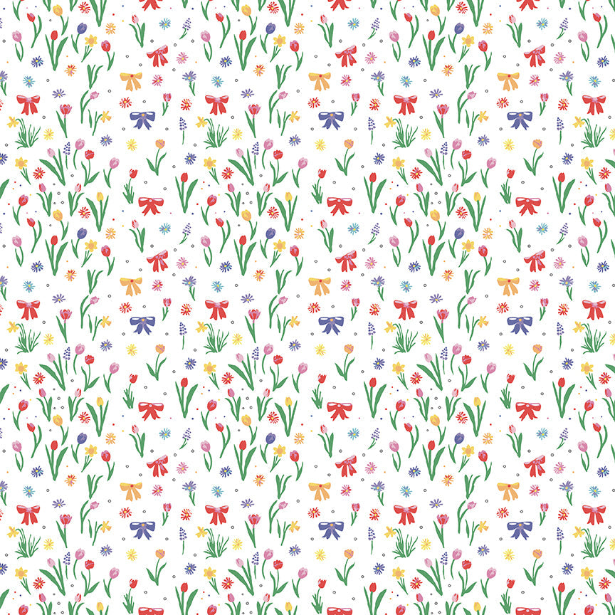 Dear Sweethearts Flowers, Bows & Polka Dots Yardage – Multi | American Jane | In Stock
