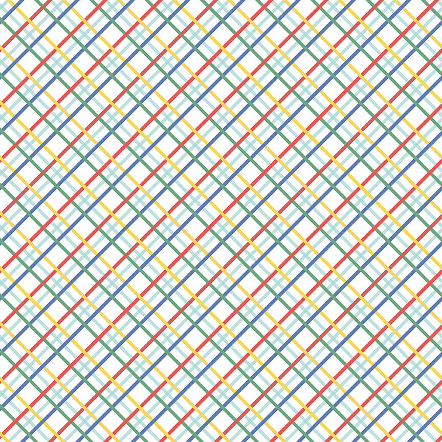 Dear Sweethearts Diagonal Plaid Yardage – Multi | American Jane | In Stock