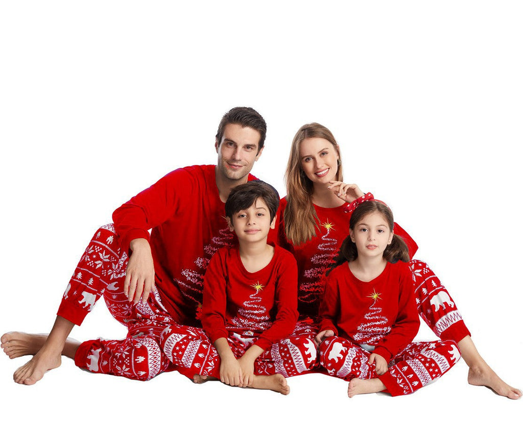 Red Christmas Tree Print Matching Family Christmas Pajamas Sets