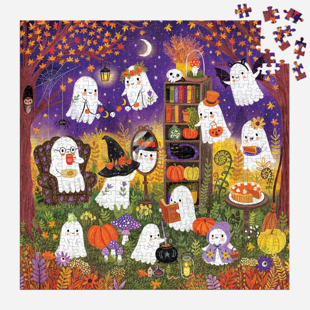 Mudpuppy - Ghostly Gathering 500 Piece Jigsaw Puzzle | Illustrated by Jenny Miriam Hughes, Halloween, For Adults, Family, and Kids, Recycled Paper, No Dust, Finished Size 20" x 20"
