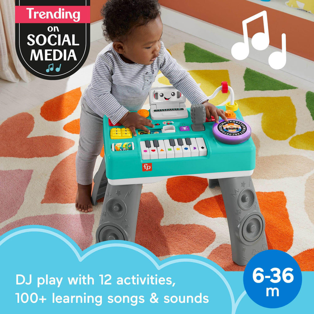 Fisher-Price Laugh & Learn Mix & Learn DJ Table | Musical Toy, 100+ Learning Songs & Phrases, 12 Activities, Fine & Gross Motor Skills, Baby & Toddler Ages 6+ Months