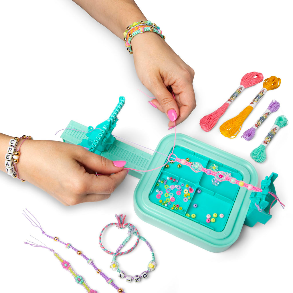 Rainbow Loom Wrap it Loom Bracelet Maker - DIY Friendship Jewelry Kit | Craft 4 styles including macrame and friendship bracelets with 600 alphabet, clay, and flower beads for kids Ages 8+