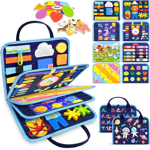 Gojmzo Busy Board Montessori Toys for Toddler Boy Girl Gifts Busy Book | Sensory Toys, Airplane Car Travel Toy, Learning Educational Toys, Activity Book, Toddler Activities, Fine Motor Skills