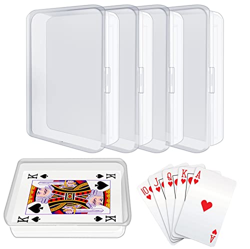 IOKUKI 4 Pcs Blank Playing Card Cases, Clear Plastic Deck Box Holders for Game Cards & More
