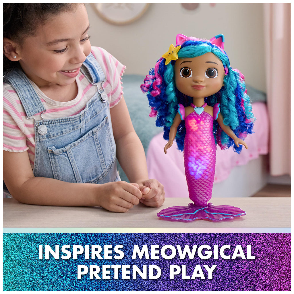 Gabby's Dollhouse The Movie, Sing & Shine Mermaid Gabby Doll Toy | 13-Inch Doll, Lights & Sounds, Waterproof Design, Interactive Roleplay, Kids Toys for Girls & Boys Ages 3 and Up