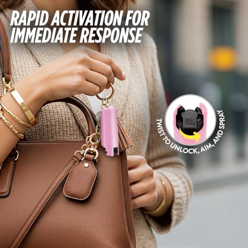 Guard Dog Security Quick Action Pepper Spray Self Defense Keychain, Maximum Strength 1.44 MC, OC Spray, 16-Foot Range, Twist-Lock Safety, Belt Clip for Easy Carry for Women and Men, Made in USA
