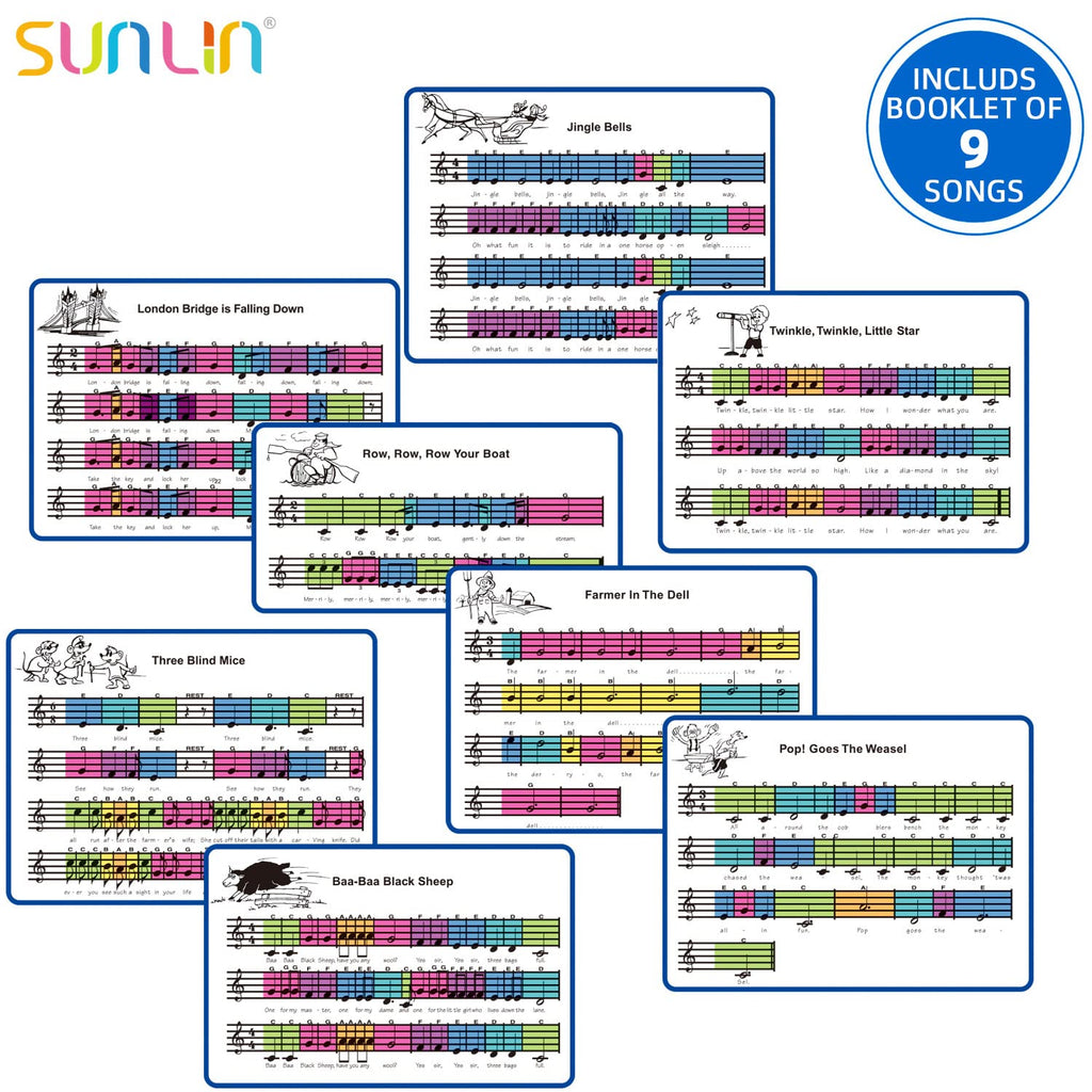 SUNLIN 6ft Floor Piano Mat for Kids Age 3-8, Giant Dance Mat for Toddlers | 24 Keys, 8 Instrument Sounds, 10 Built-in Songs, Record & Playback, Song Booklet, Musical Toy Gift for Boys Girls Age 3 4 5 6
