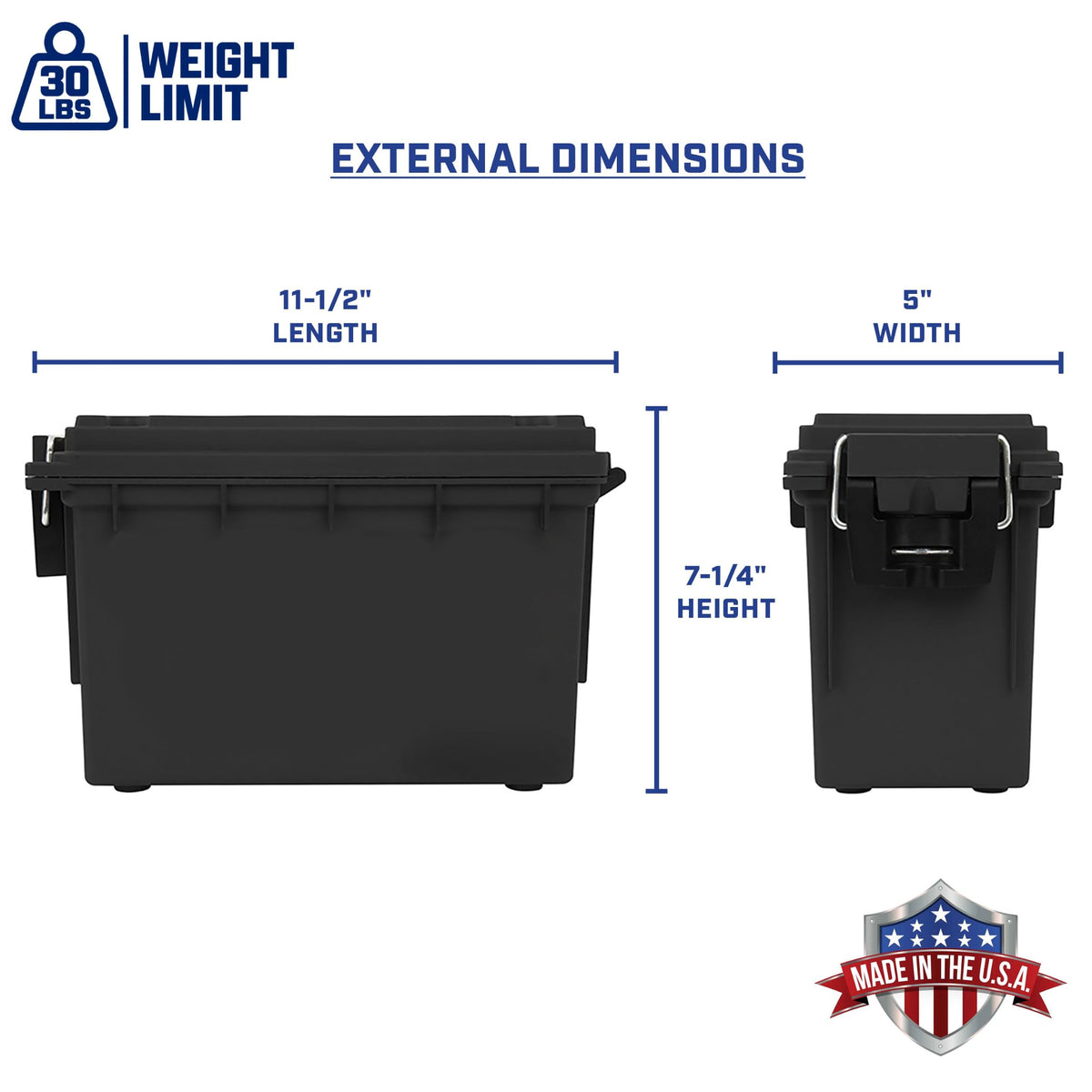 Sheffield 12629 Ammo Box Made in USA, Stackable Lockable Ammo Storage Box | Lockable Storage Box, Water and Dust Resistant Dry Box, Secures Hunting Gear, Gun Accessories, Supplies, and Bullets