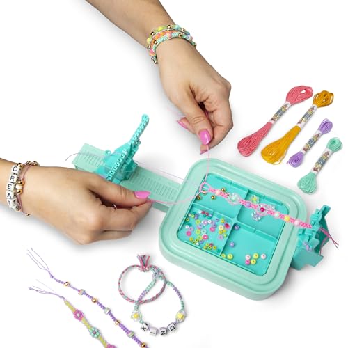 Rainbow Loom Wrap it Loom Bracelet Maker - DIY Friendship Jewelry Kit | Craft 4 styles including macrame and friendship bracelets with 600 alphabet, clay, and flower beads for kids Ages 8+